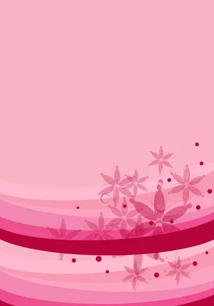 Roze Paarse Lijnen Achtergrond Met Mooie Geïllustreerde Bloemen Het Goed — Stockvector
