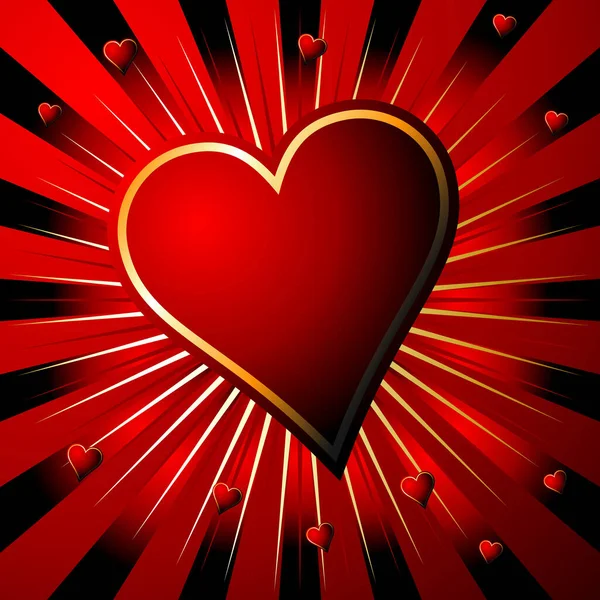 Valentijnskaarten Hart Ster Gradiënt Rode Achtergrond — Stockvector