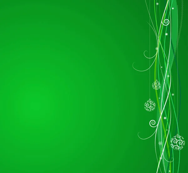 Fondo Verde Navidad Composición Líneas Curvas Copos Nieve Ideal Para — Vector de stock