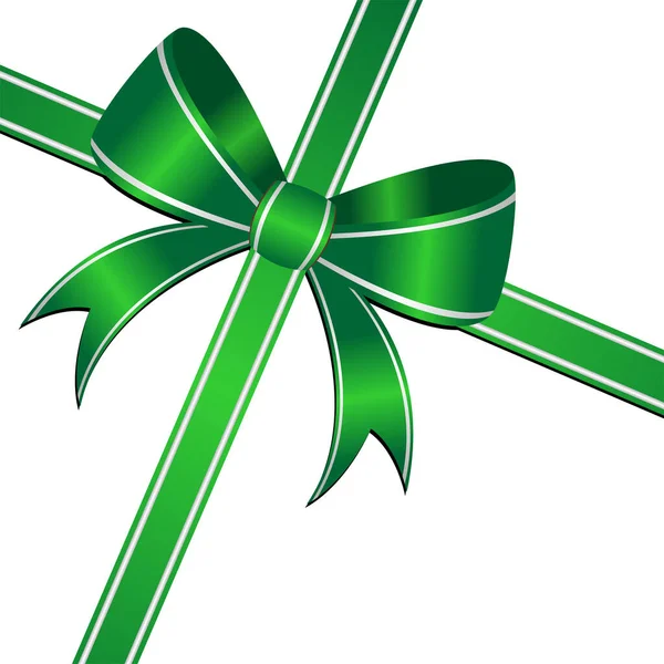 白色背景上孤立的绿色装饰弓 — 图库矢量图片