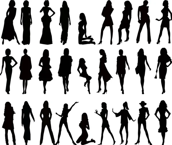 Fashion Girls Vector Silhouettes — Stock Vector