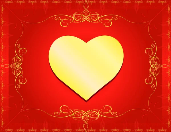 Golden Heart Classic Border Swirls Vector Version All Elements Independent — Stock Vector