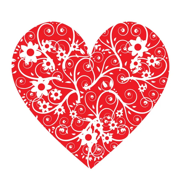 Floral Heart Shape Image Color Illustration — Stock Vector