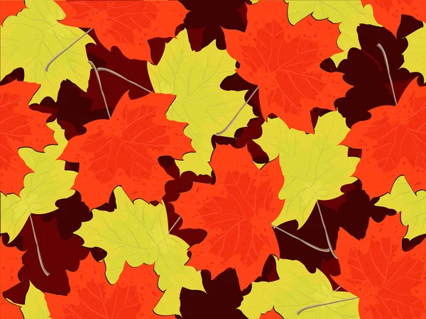Seamless Pattern Autumn Falling Maple Leaves Vector — Stock Vector