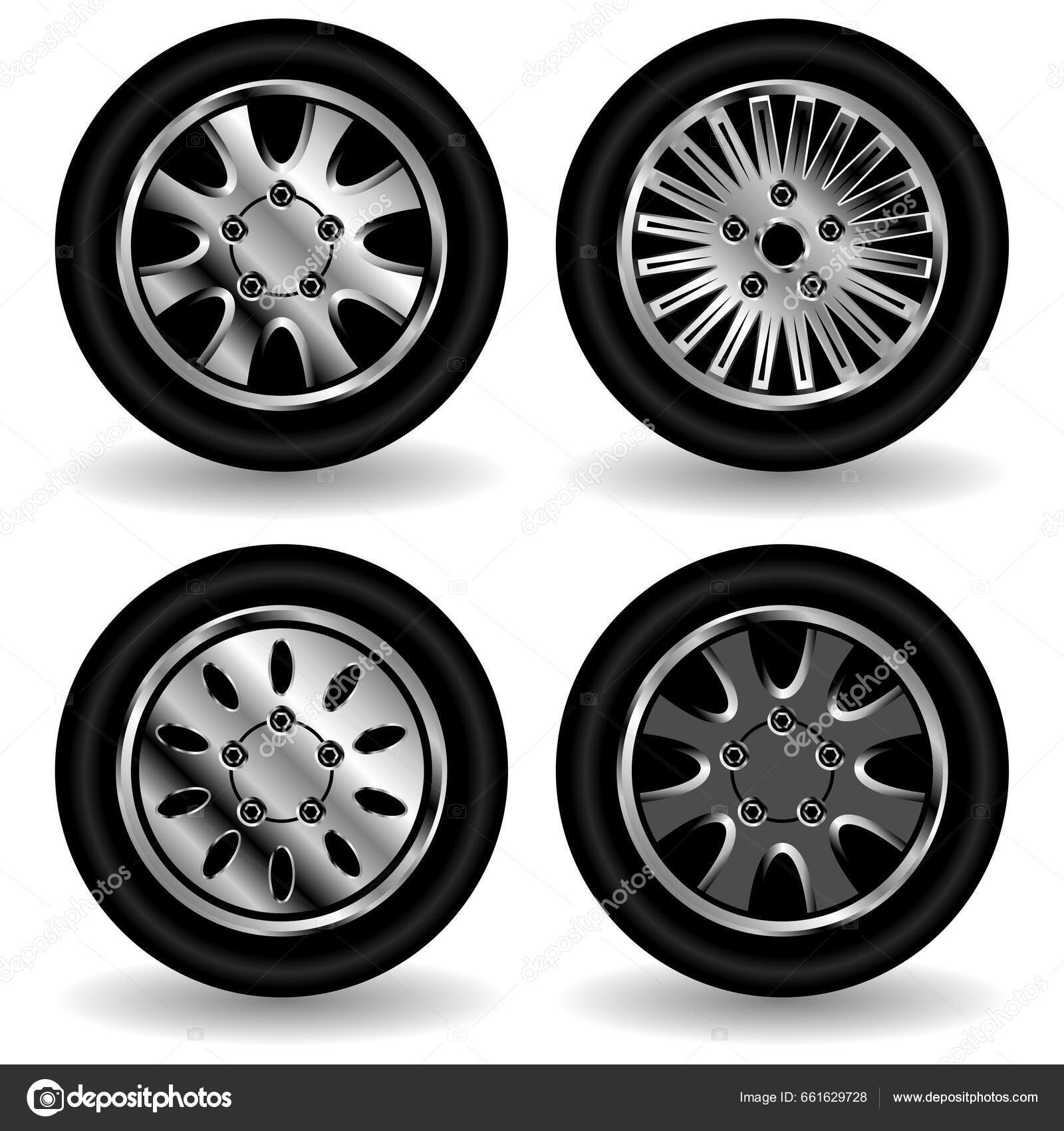 Diferentes Neumáticos Ballenas Aislados Sobre Fondo Blanco Vector de
