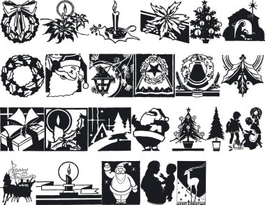 Xmas Siluetlerinin Görünümü - Vektör Biçimi