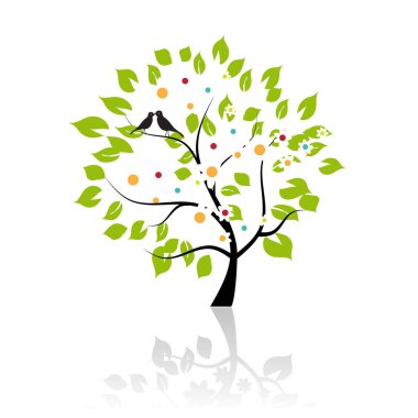 Sanat ağacı güzel resim - renk illüstrasyonu