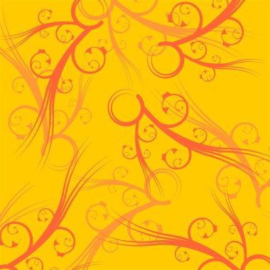 Turuncu süslemeli sarı ton kare soyut arkaplan