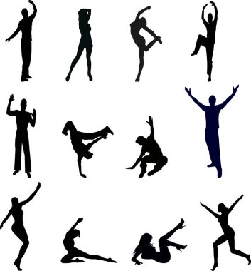 Dansçı insanların siluetleri - vektör