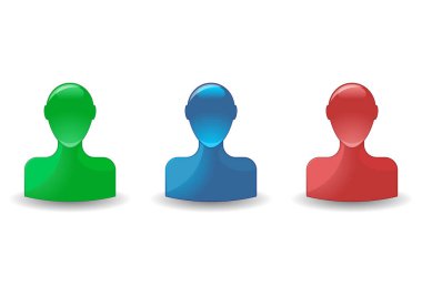 Beyazın üzerine izole edilmiş farklı renklerde arkadaş simgeleri