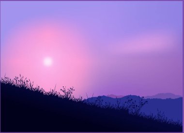 Romantik akşam vaktinin erken saatlerinde - Yüksek detaylı vektör çizimi