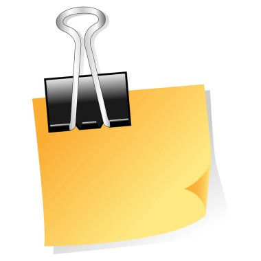 Kağıt raptiyesi beyaz üzerine iliştirilmiş bir not.