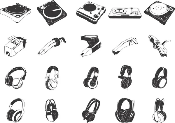 Коллекция Гладких Векторных Eps Иллюстраций Различных Музыкальных Инструментов Устройств — стоковый вектор
