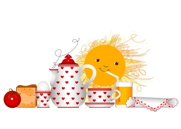 健康的生活方式 茶和咖啡时间 — 图库矢量图片