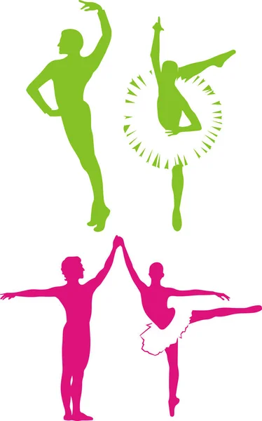 Immagine Silhoette Balletto Illustrazione Colori — Vettoriale Stock