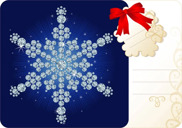 Diamant Schneeflocke Weihnachten Hintergrund Mit Tag Und Kopierraum Für Ihren — Stockvektor
