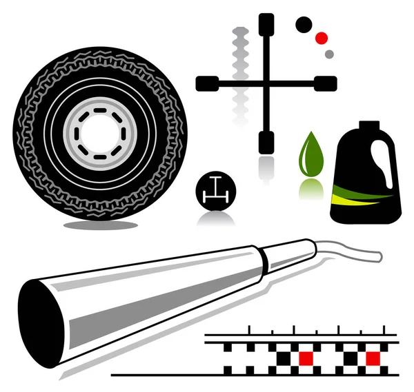 Automotive Service Und Reparatur Verwandte Symbole — Stockvektor