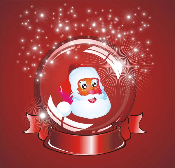 Eine Erstaunliche Kristallene Schneekugel Mit Lichtreflexion Und Weihnachtsmann Inneren — Stockvektor