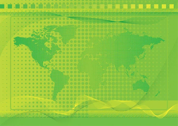 緑の世界背景ハーフトーン ドット効果とのブレンド — ストックベクタ