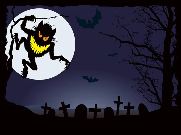 Notte Demoniaca Illustrazione Vettoriale Vacanze Halloween — Vettoriale Stock