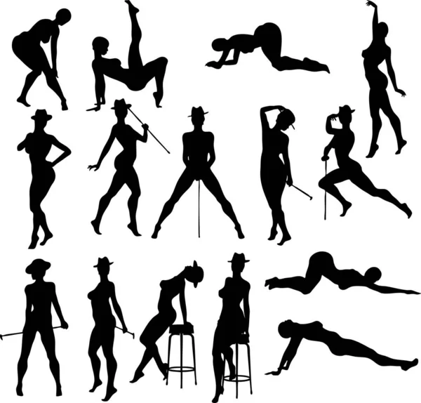 Ilustração Sexy Dance Silouettes Vetor — Vetor de Stock