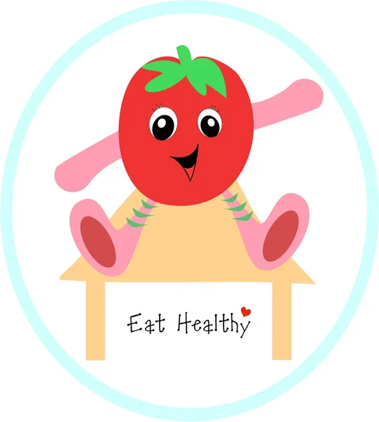 Cute Fruit Reminding How Important Eat Healthy — Stock Vector