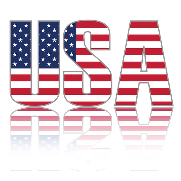 stock vector USA word with the US flag and reflection