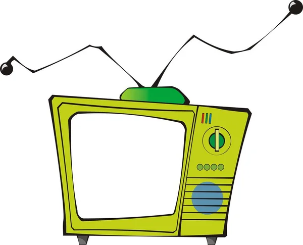 Вектор Ізольований Ретро Зелений Телевізор Ефірами — стоковий вектор