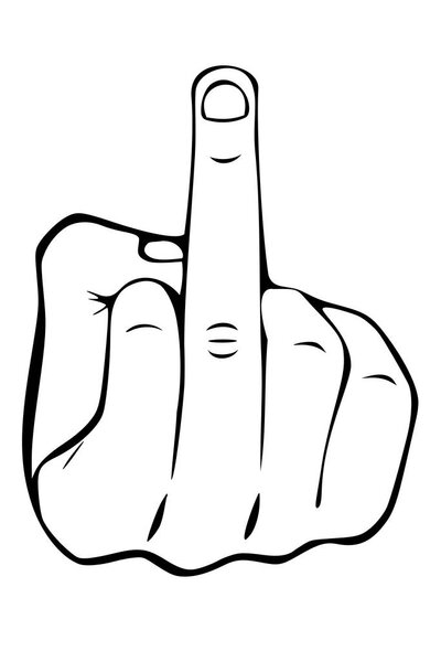 A hand holding up the middle finger