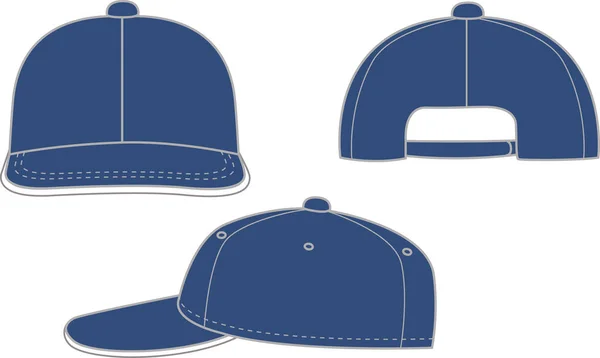 Καπέλο Του Μπέιζμπολ Φαίνεται Από Μπροστά Από Πλάι Και Από — Διανυσματικό Αρχείο