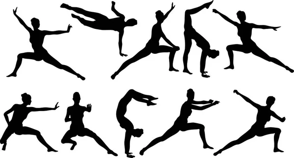Illustration Des Silouettes Art Martial — Image vectorielle