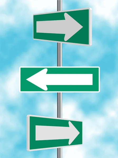 緑の矢印道路標識の背景 — ストックベクタ