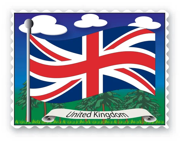 Cap Dengan Bendera Dari Gambar United Kingdom Vector Ilustrasi Warna - Stok Vektor