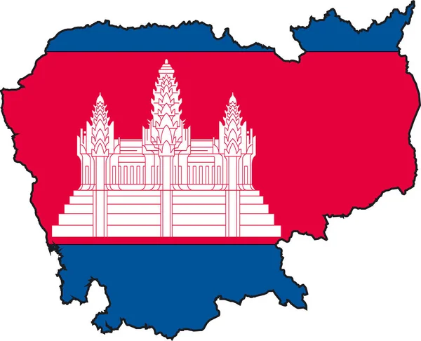 Vektor Ilustrasi Peta Dan Bendera Dari Kamboja - Stok Vektor