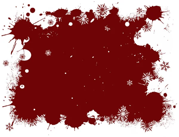 Border Red White Snowflakes Grunge Background — Stock Vector