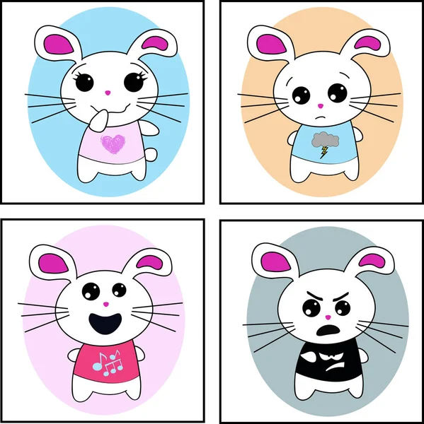Four Different Bunnies Vector Illustration — Stock Vector