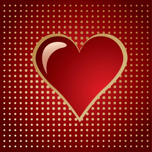 Červené Zlaté Srdce Skvrnkou Svahu Půl Tuny — Stockový vektor