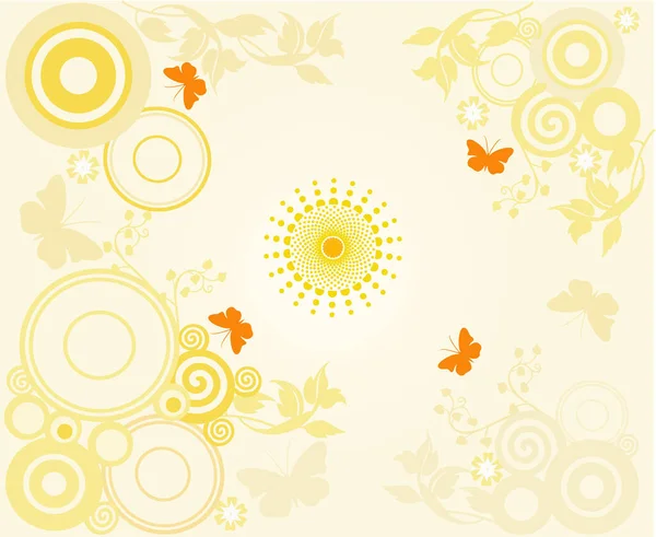 Arrière Plan Avec Cercles Éléments Floraux Ivector — Image vectorielle