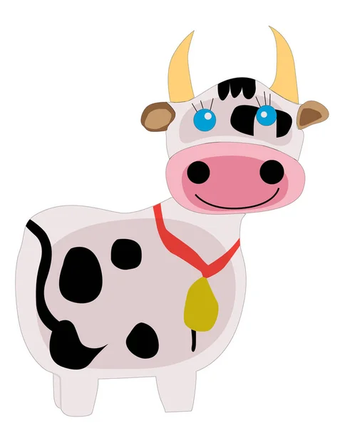Belle Vache Tachetée Sur Fond Blanc — Image vectorielle