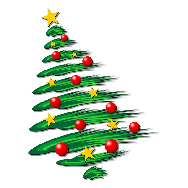 Χριστουγεννιάτικο Δέντρο Απομονωμένο Λευκό Τετράγωνο Φόντο — Διανυσματικό Αρχείο