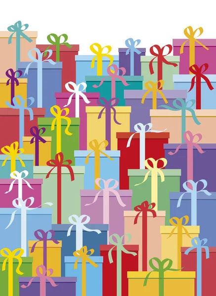 Coffrets Cadeaux Avec Nœuds Rubans Décoratifs — Image vectorielle