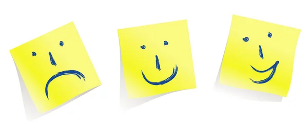 Faces Emocionais Páginas Amarelas Memória Vetor Faça Humor — Vetor de Stock