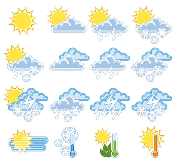 Colorful Collection Weather Icons — Stock Vector