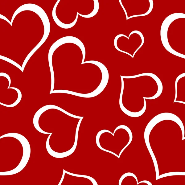 Плавные Красные Валентинки Квадратный Узор Белыми Сердцами — стоковый вектор