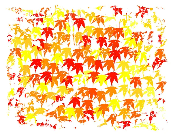 秋の紅葉とグランジの編集可能なベクトルイラスト — ストックベクタ