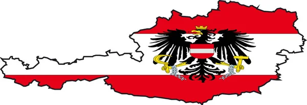 Illustration Vector Map Flag Austria — Stock Vector