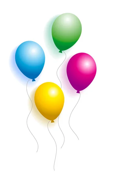 Uçan Balonlar Mavi Yeşil Kırmızı Sarı — Stok Vektör