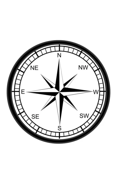 Schwarz Weißer Kompass — Stockvektor