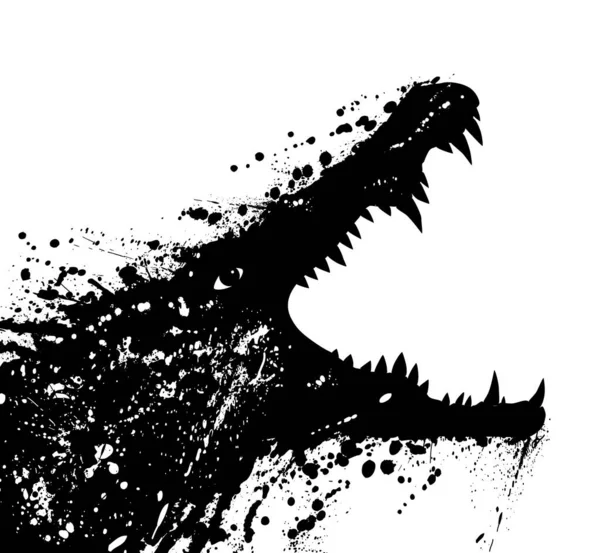 Vector Illustration Grungey Crocodile Launching Attack — Stock Vector