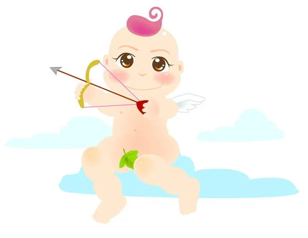 Vector Illustratie Voor Een Baby Engel Schieten Een Pijl — Stockvector